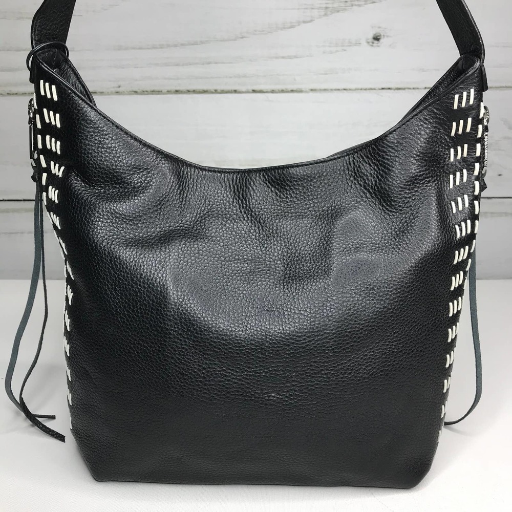 Rebecca Minkoff Black Leather Hobo with White Stitch Detail